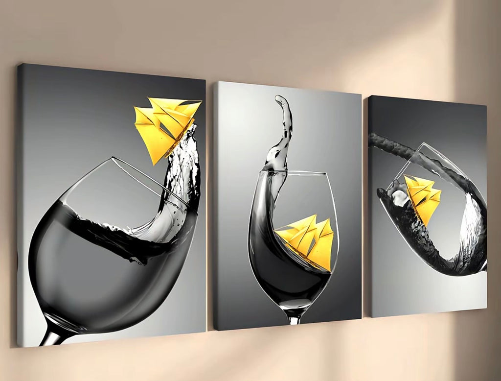 Modern Wine Art Canvas – Set 3