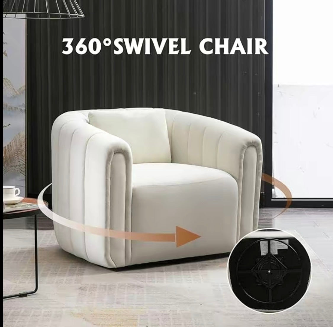 Modern Cream Swivel Lounge Chair