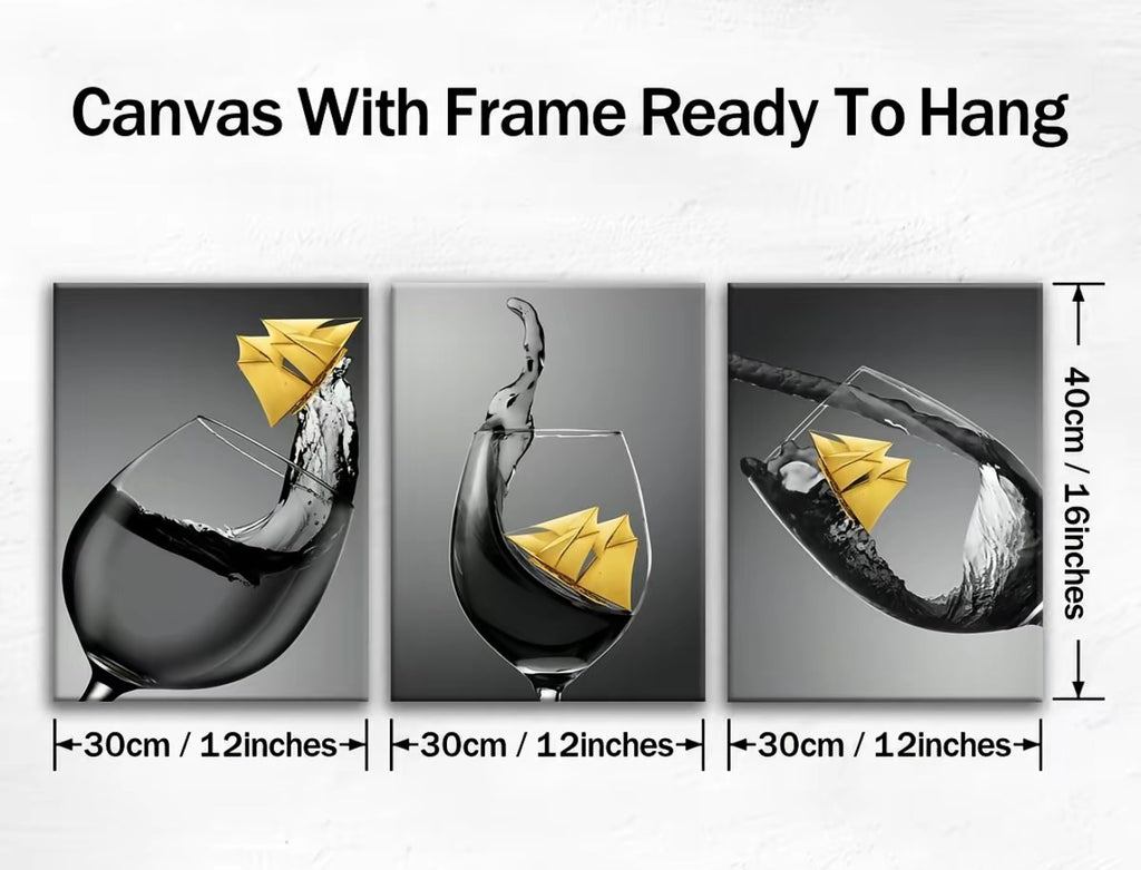 Modern Wine Art Canvas – Set 3