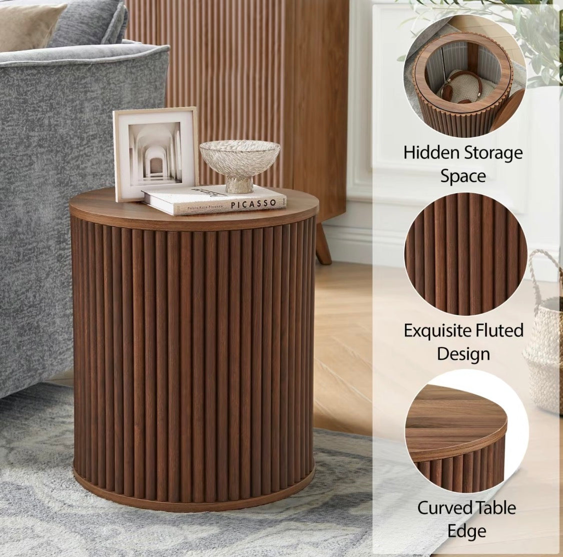 Mesa Auxiliar Moderna Wood Luxe 2 set