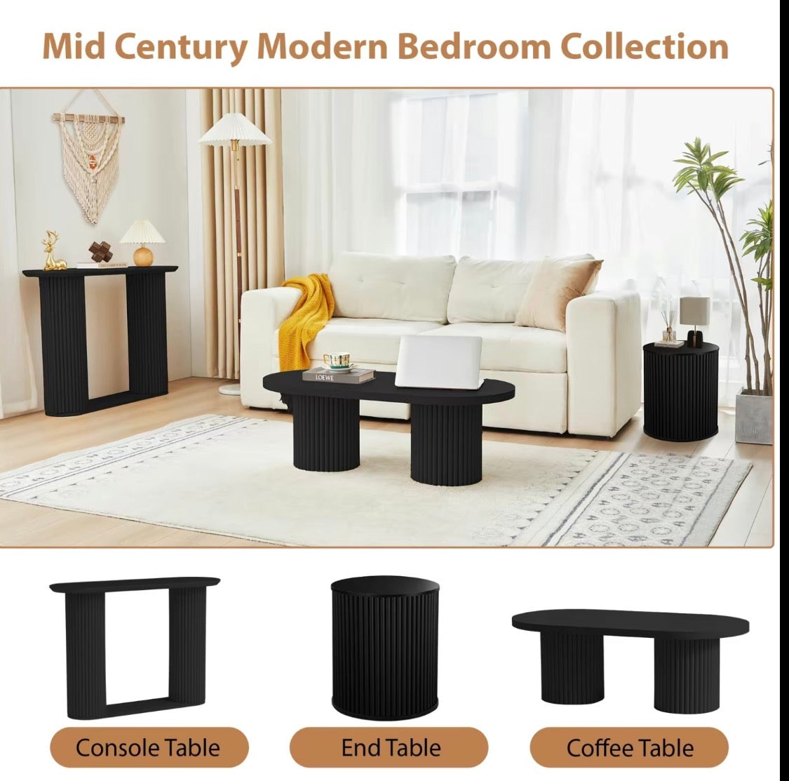 Mesa Auxiliar Moderna Wood Luxe 2 set