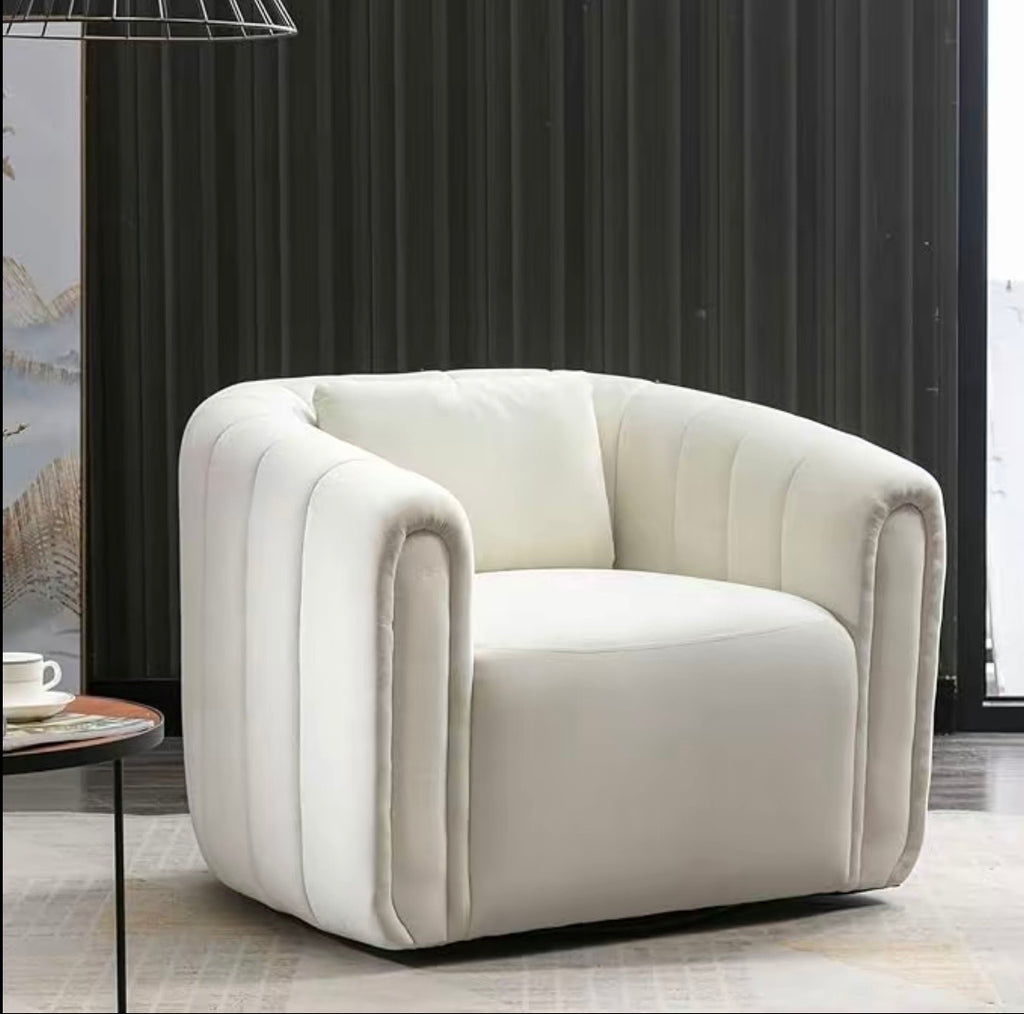 Modern Cream Swivel Lounge Chair