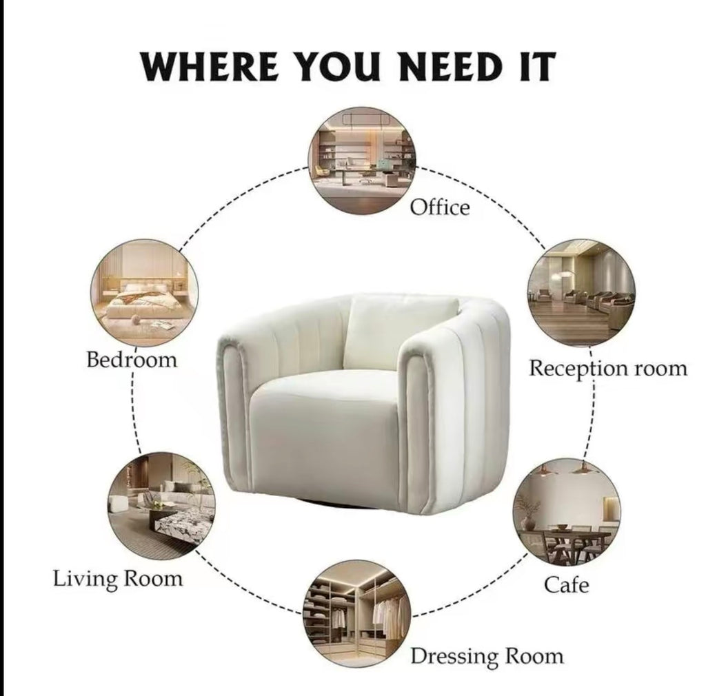 Modern Cream Swivel Lounge Chair