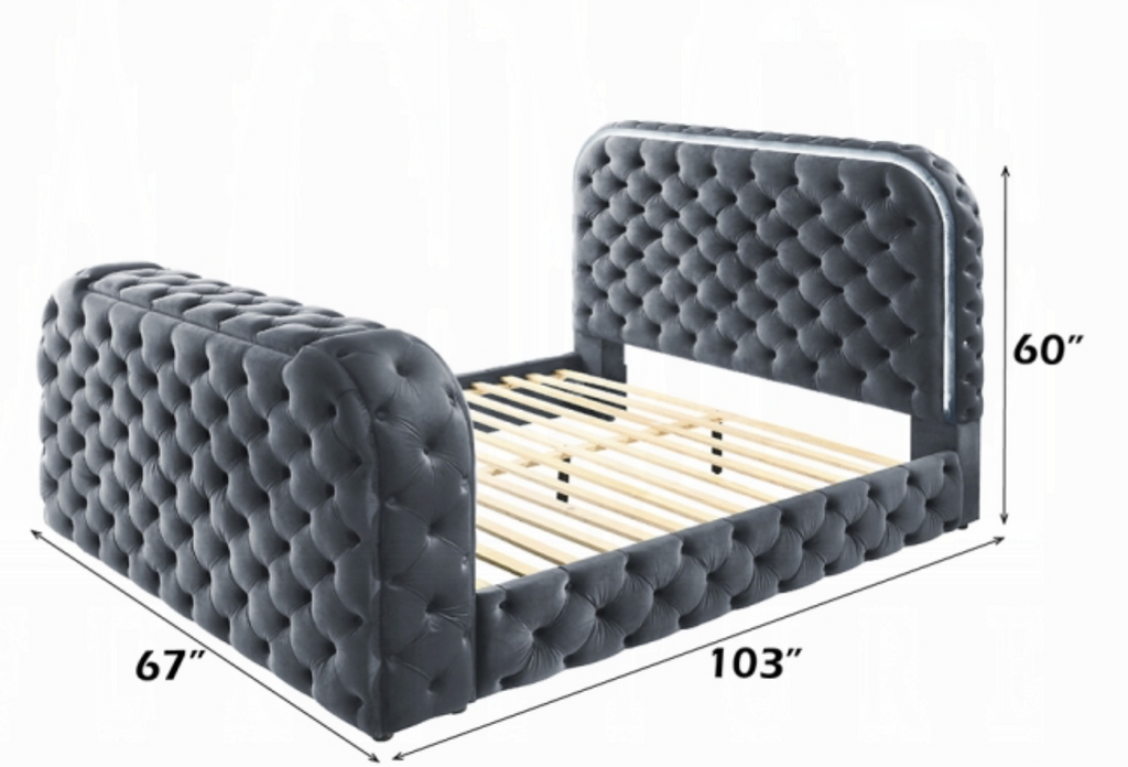 Kana Queen Bed w/LED, Fireplace & TV Stand