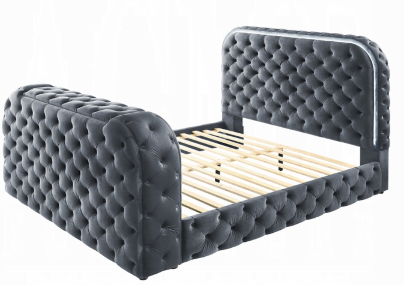 Kana Queen Bed w/LED, Fireplace & TV Stand