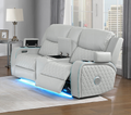 Elonzo Power Motion Loveseat w/Console, LED, Power Headrest & Speaker
