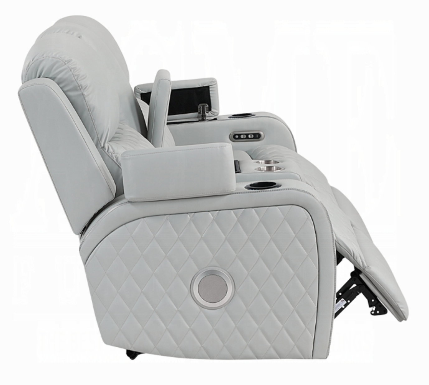 Elonzo Power Motion Loveseat w/Console, LED, Power Headrest & Speaker