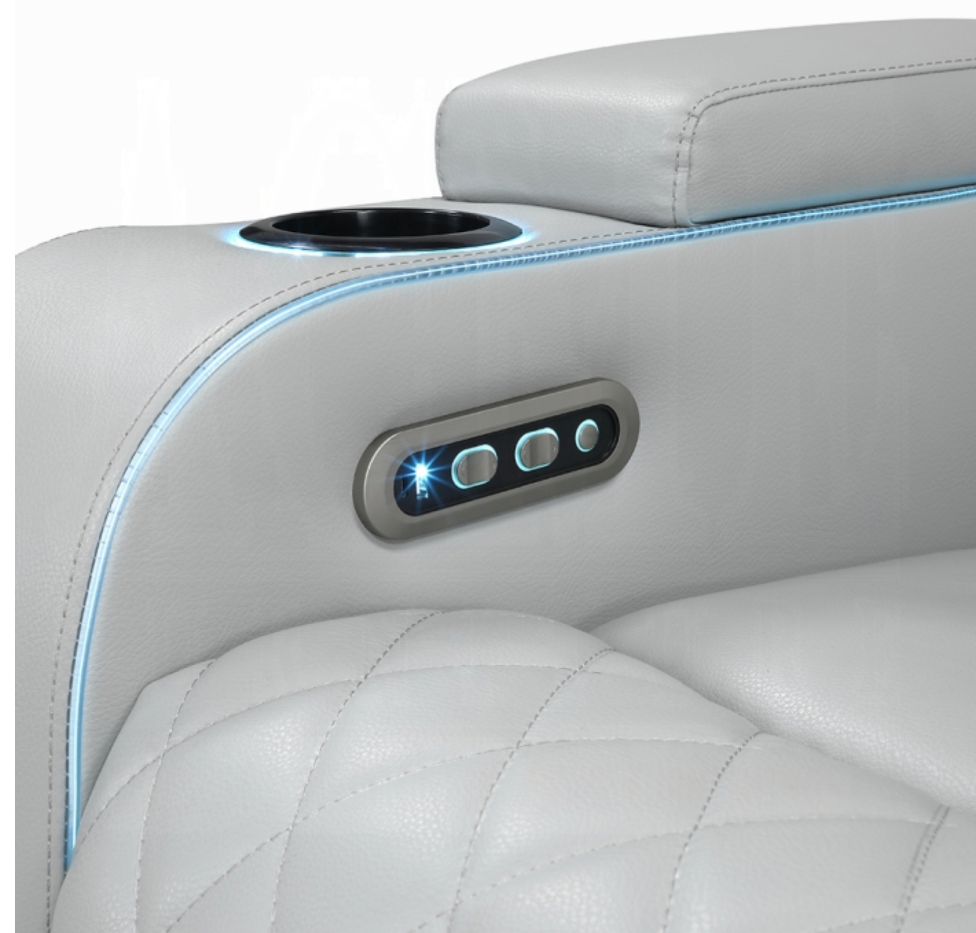 Elonzo Power Motion Loveseat w/Console, LED, Power Headrest & Speaker