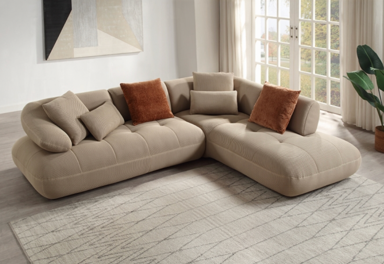 Carrick Sectional Sofa w/6 Pillows