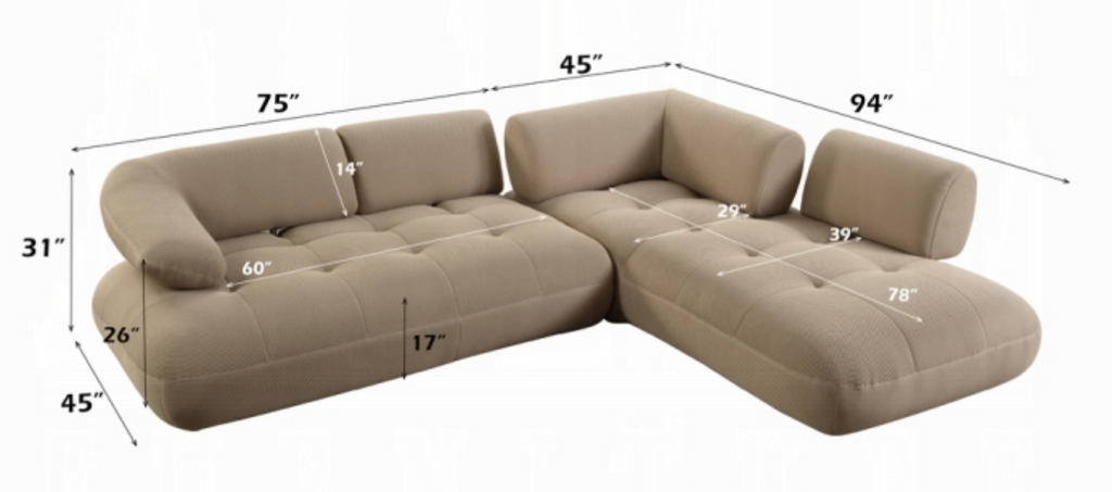 Carrick Sectional Sofa w/6 Pillows