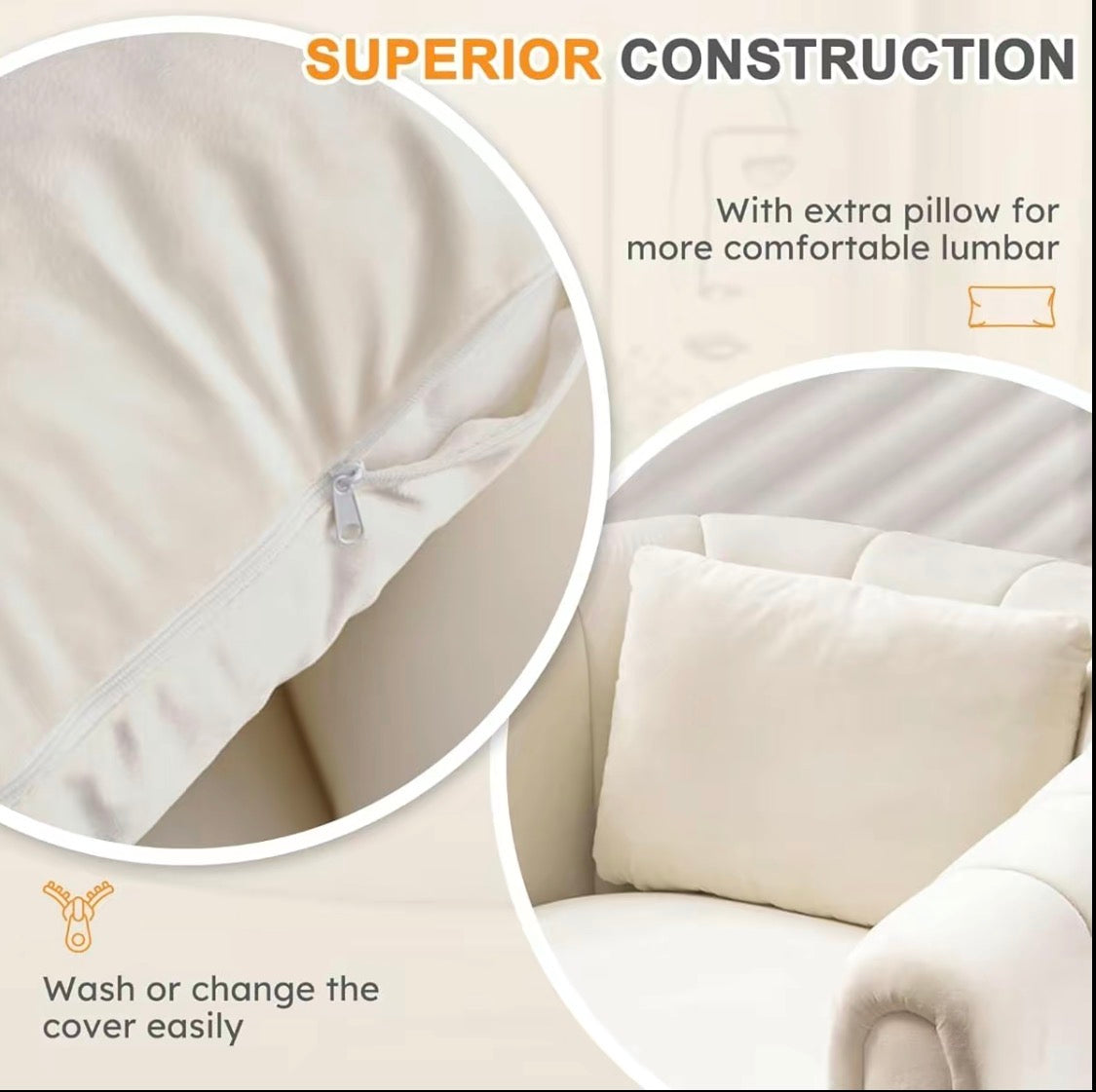 Modern Cream Swivel Lounge Chair