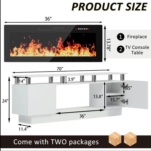 Centro de TV Style Decor con Chimenea LED RGB