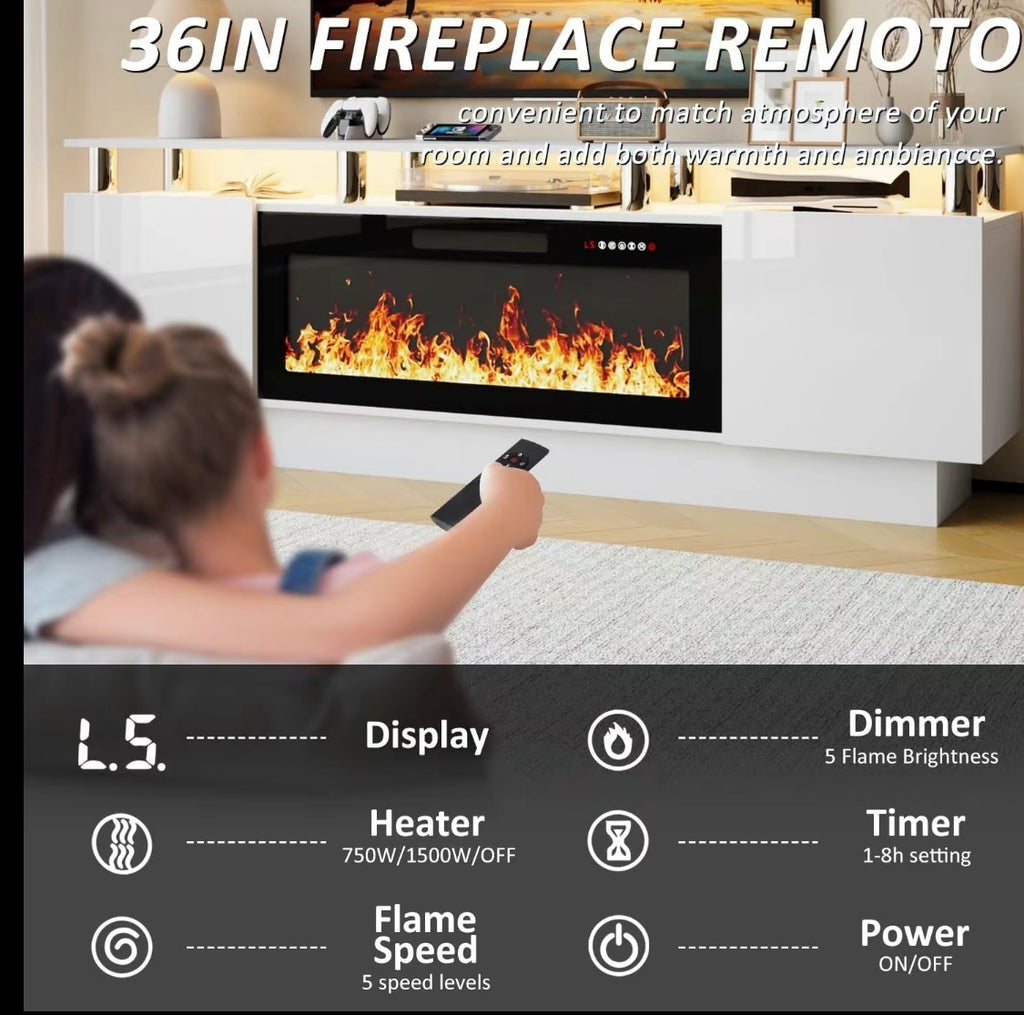 Centro de TV Style Decor con Chimenea LED RGB