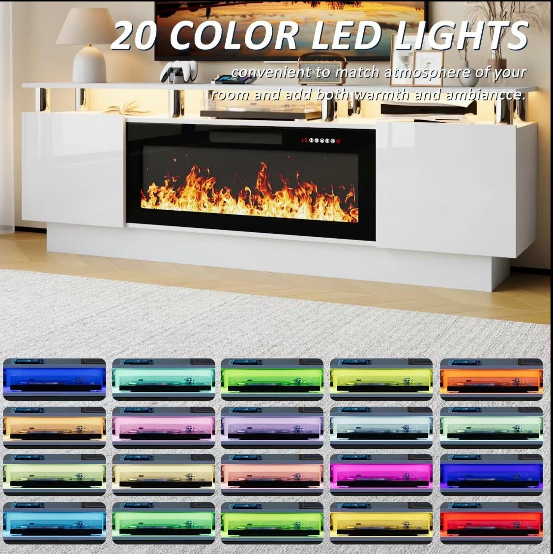 Centro de TV Style Decor con Chimenea LED RGB