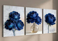Modern Blue Flower Canvas Set (3 Pieces)